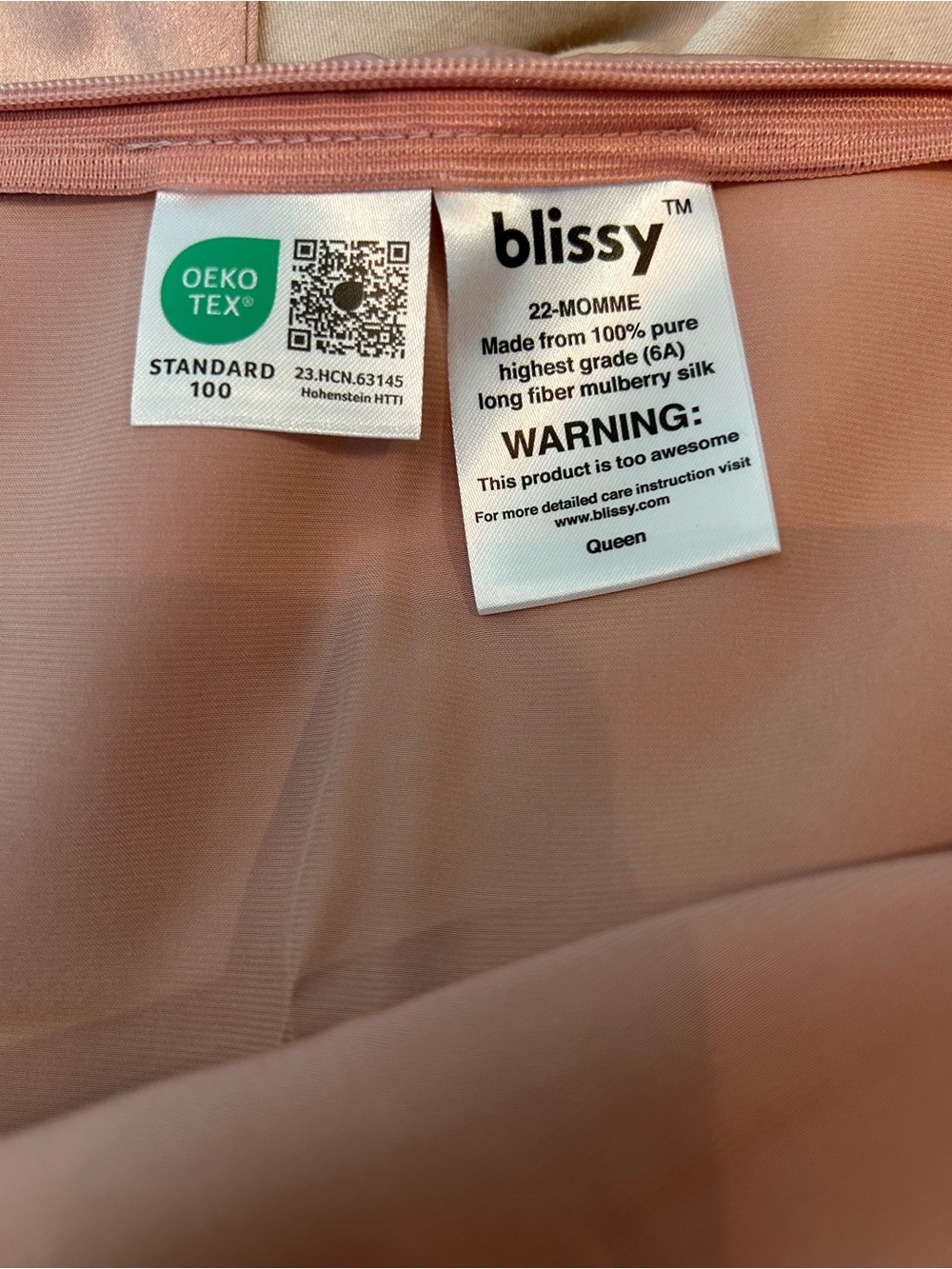 Bliss Pure Silk Standard Pillow Case and Sleep Mask in Rose Gold - Picture 6 of 9